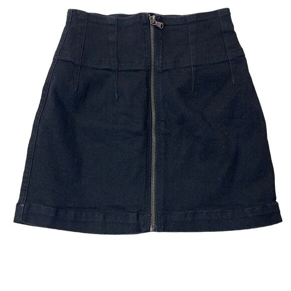 We The Free Mini Skirt Womens Size 25 Black Denim‎ - Picture 1 of 10